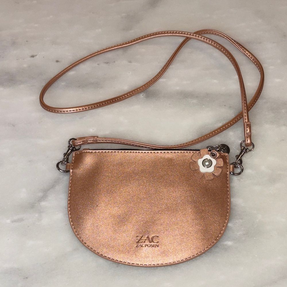 ZAC Zac Posen Celia Metallic Rose Gold Crossbody Mini Bag Purse Exclusive